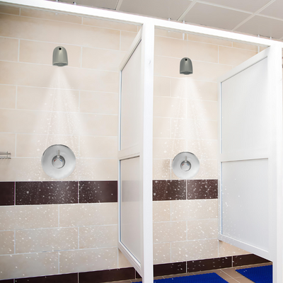 Showers for locker rooms, gyms, hockey rinks, and recreational facilities