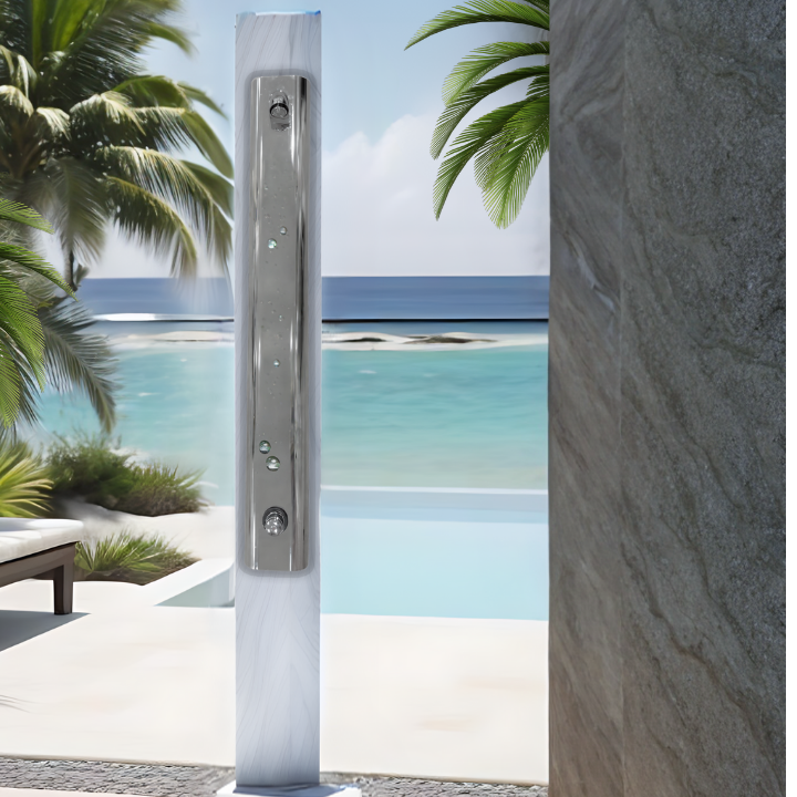 Outdoor Push Button Shower Panel at a resort / hotel beach main