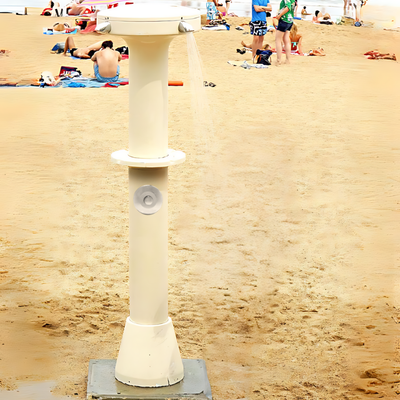 outdoor push button valve with anti-ligature shower head at a public beach main