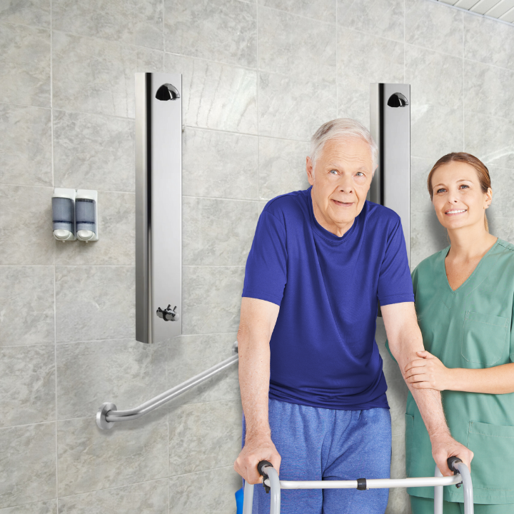 Push Button Shower Panel at a nursing home rec center/ gym main