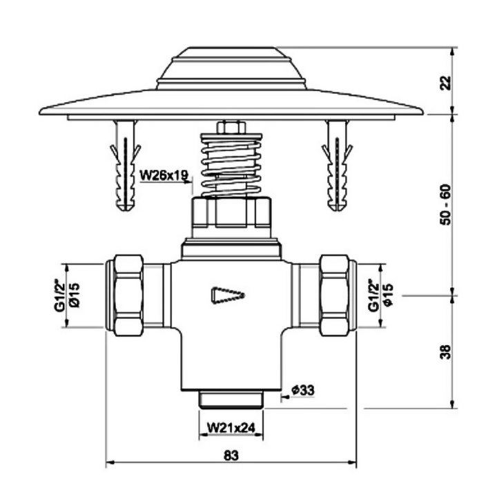 Foot Operated Valve dimensions