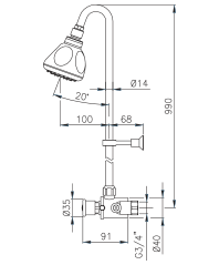 dims of shower tower kit dimensions