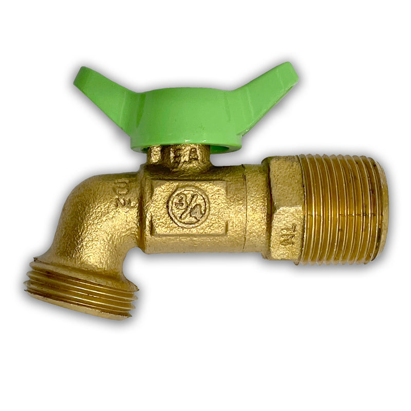 quarter turn brass hose bibb - lead free, 3/4" MNPT main